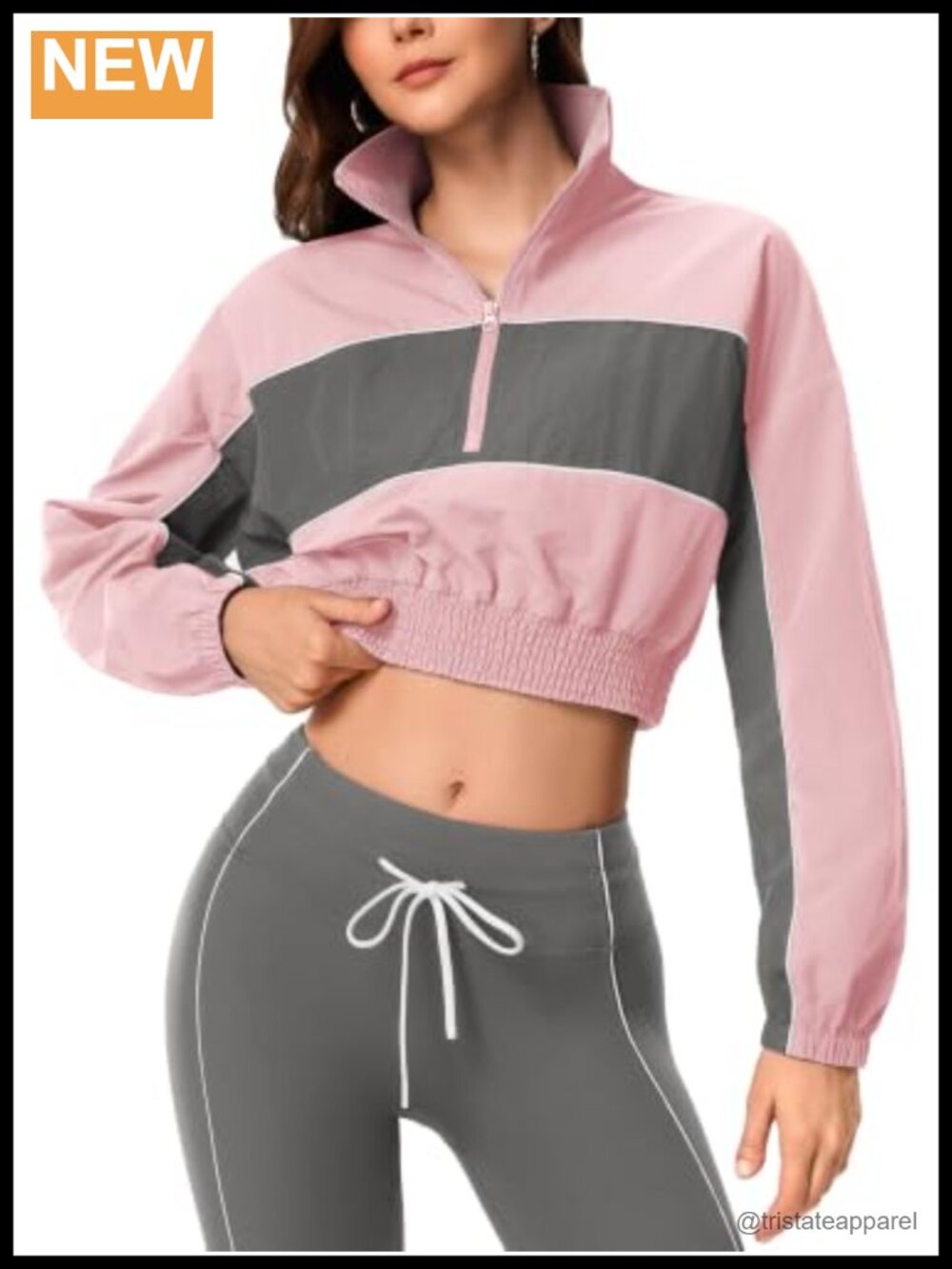 Cropped Half Zip Athletic Pullover Windbreaker Water Resistant Nylon